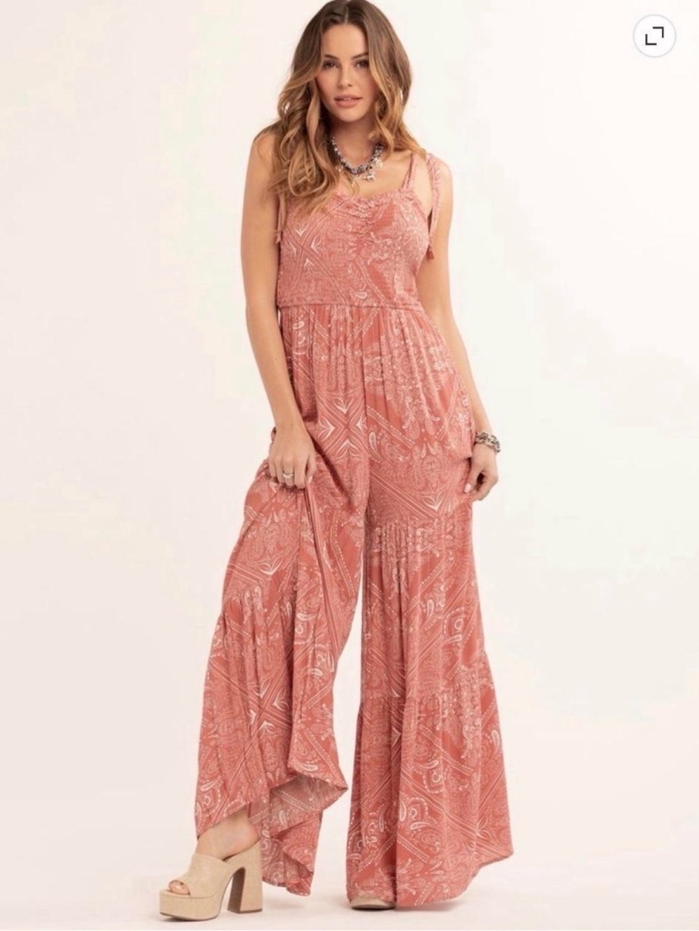 Jessica Simpson Pink Printed Wide-Leg Jumpsuit